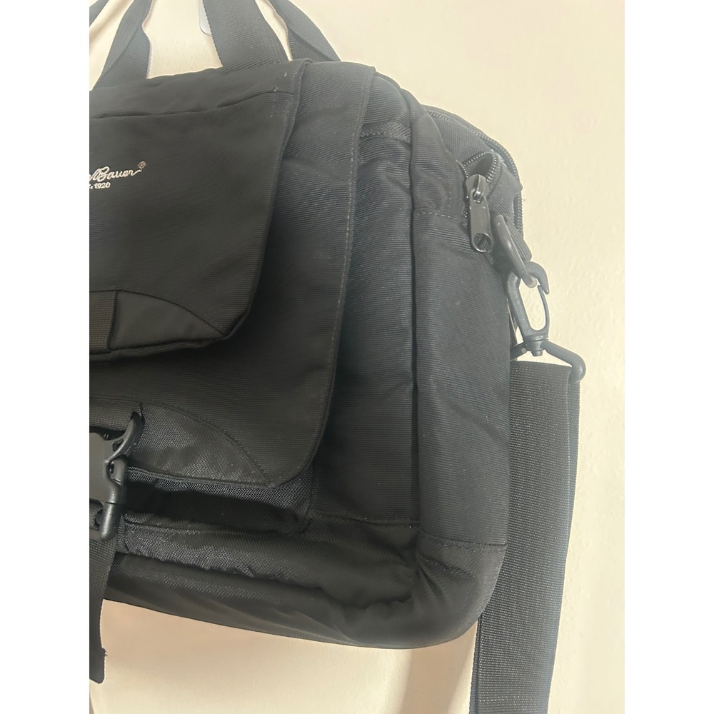 Eddie Bauer Black Nylon Messenger Bag Laptop Briefcase Shoulder‎ Travel Bag - Picture 5 of 9